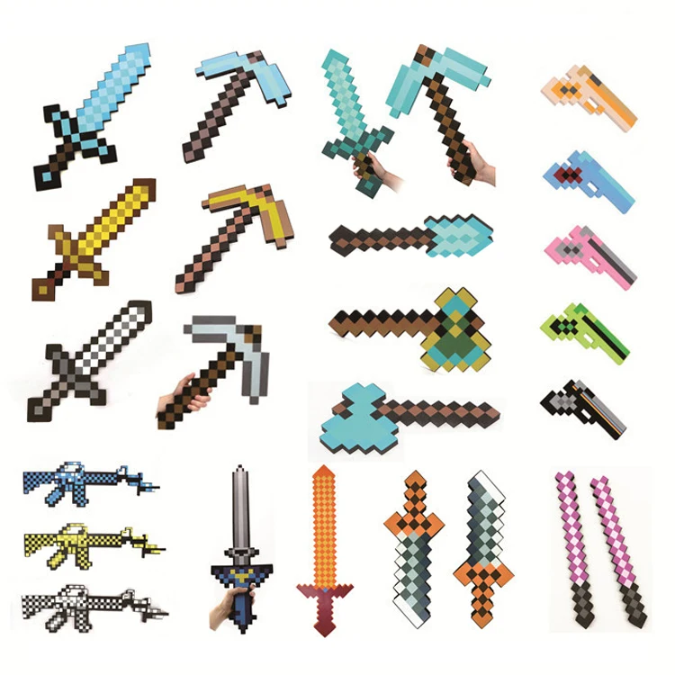 Anime New Mine Craft My World Surrounding Weapons Diamond Toy Guns Sword Torch Torch Red And Blue Ore Miner Hand Model Buy New Mine Craft Mine Craft Weapons Diamond Sword Torch