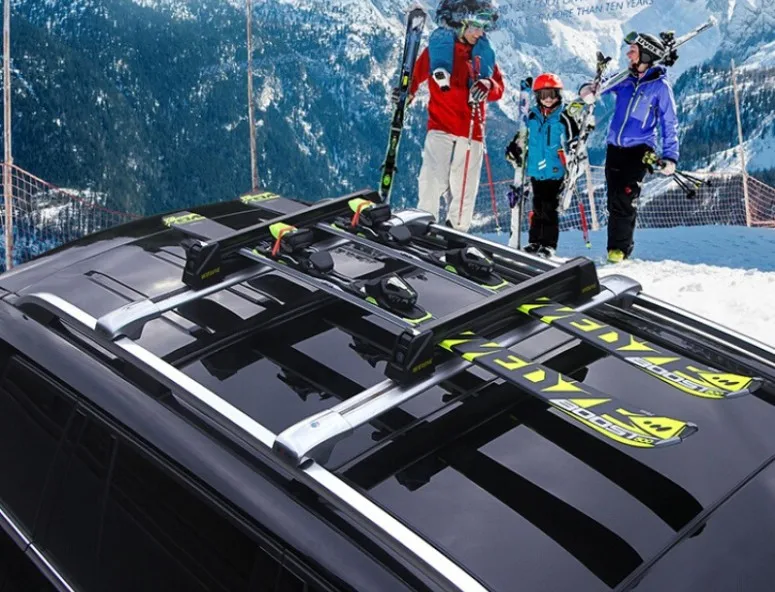 Suv Roof Aluminum Alloy Car Loaded Snowboard Double Skis Snowboard Clamps Fixed Luggage Rack