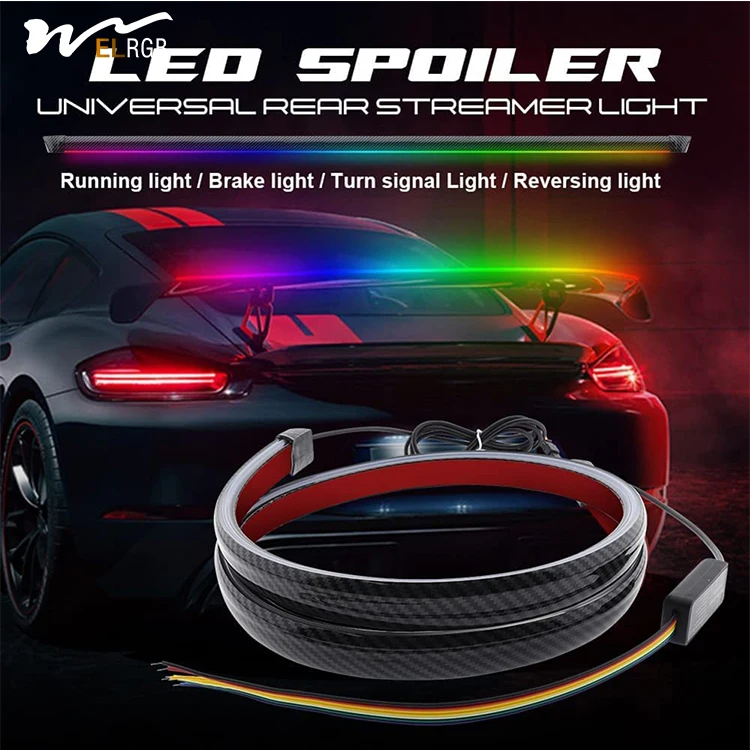 Car Trunk Rear Spoiler Roof Lip Kit 52 Inch Rgb Led External General