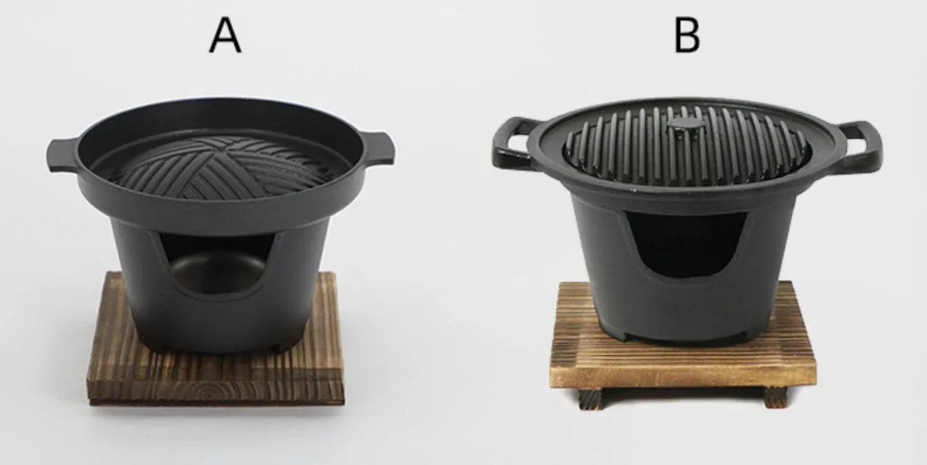 Chinese Style Hibachi Small Yakitori Grill Tabletop Round Charcoal Bbq