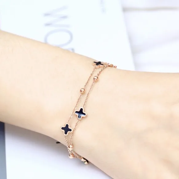 18K bangle rose gold four leaf clover bracelets anklet bracelet for woman