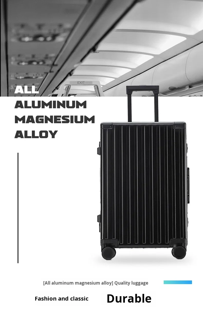 product new design all aluminum suitcase luggage fashionable spinner silent wheels waterproof tsa lock custom acceptable-6