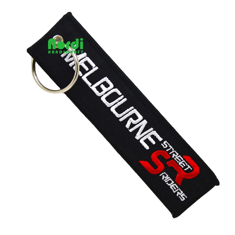 Hot selling custom embroidery keychain embroidered key tag jet tag for airp...