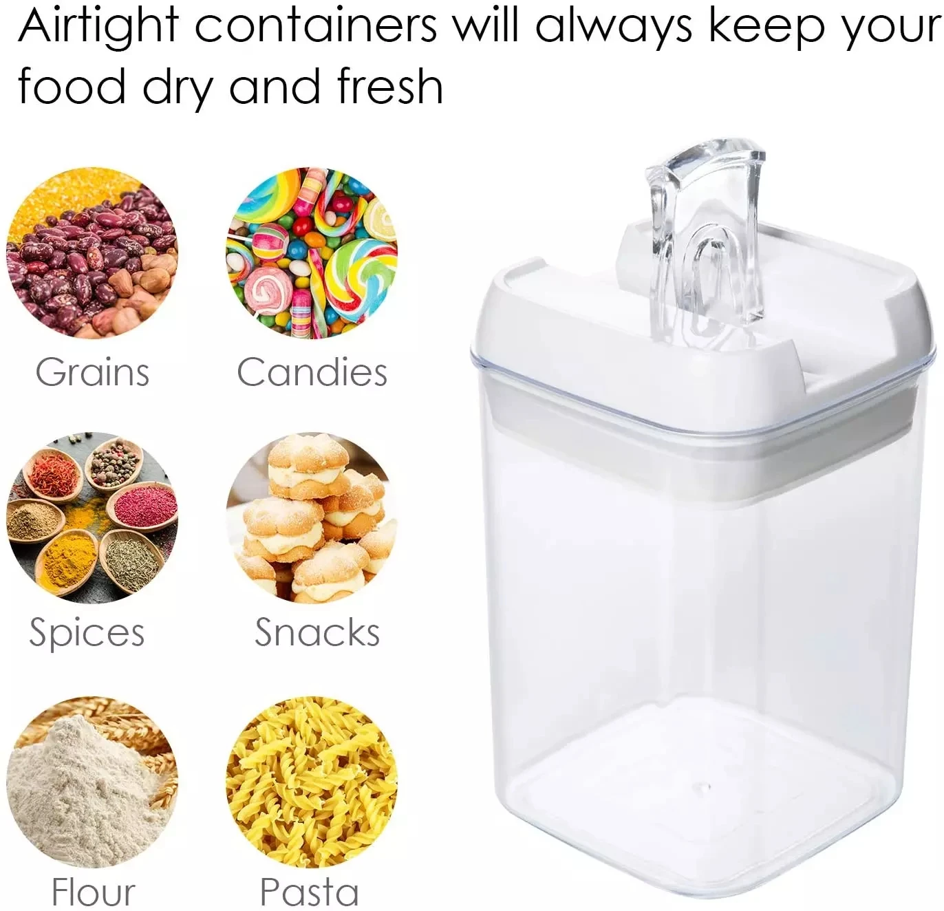 Clear Bpa Free 7 piece Set Air Tight Easy Open Lids Cereal Seal Pot Dry Clear Bpa Free 7 piece Set Air Tight Easy Open Lids Cereal Seal Pot Dry