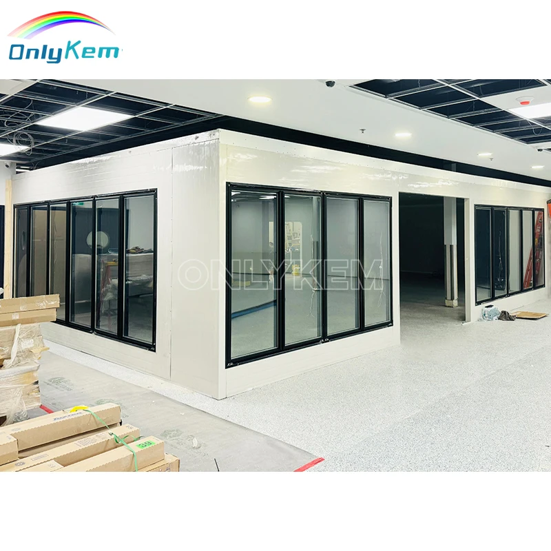 Commercial glass cooler door installed in a convenience store beverage chiller