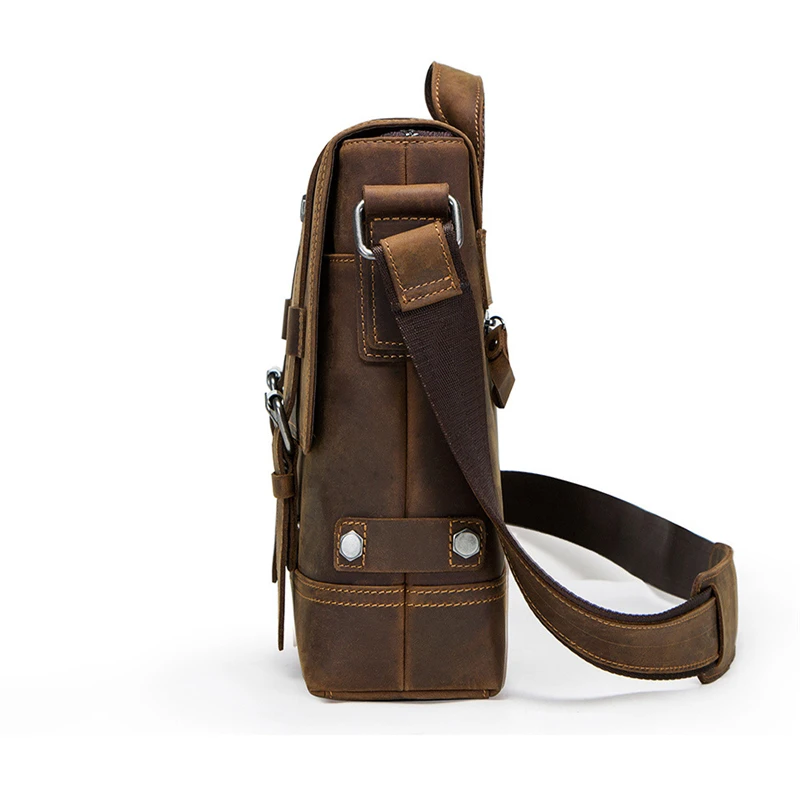100% Genuine Leather Briefcase Men Vintage Real Crazy Horse Leather Messenger Shoulder Business Laptop Bag Case Office Handbag
