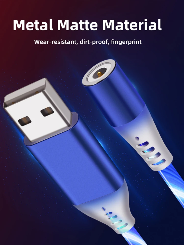 1Meter 3.28ft USB LED Light Charging Luminous Data Cable 3 in 1 Magnetic Micro Lighting USB C Light Streamers Magnetic USB Cable - ANKUX.COM