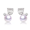 High quality 4A bread shape Freshwater Pearl musical note design 925 Sterling silver earrings pearl