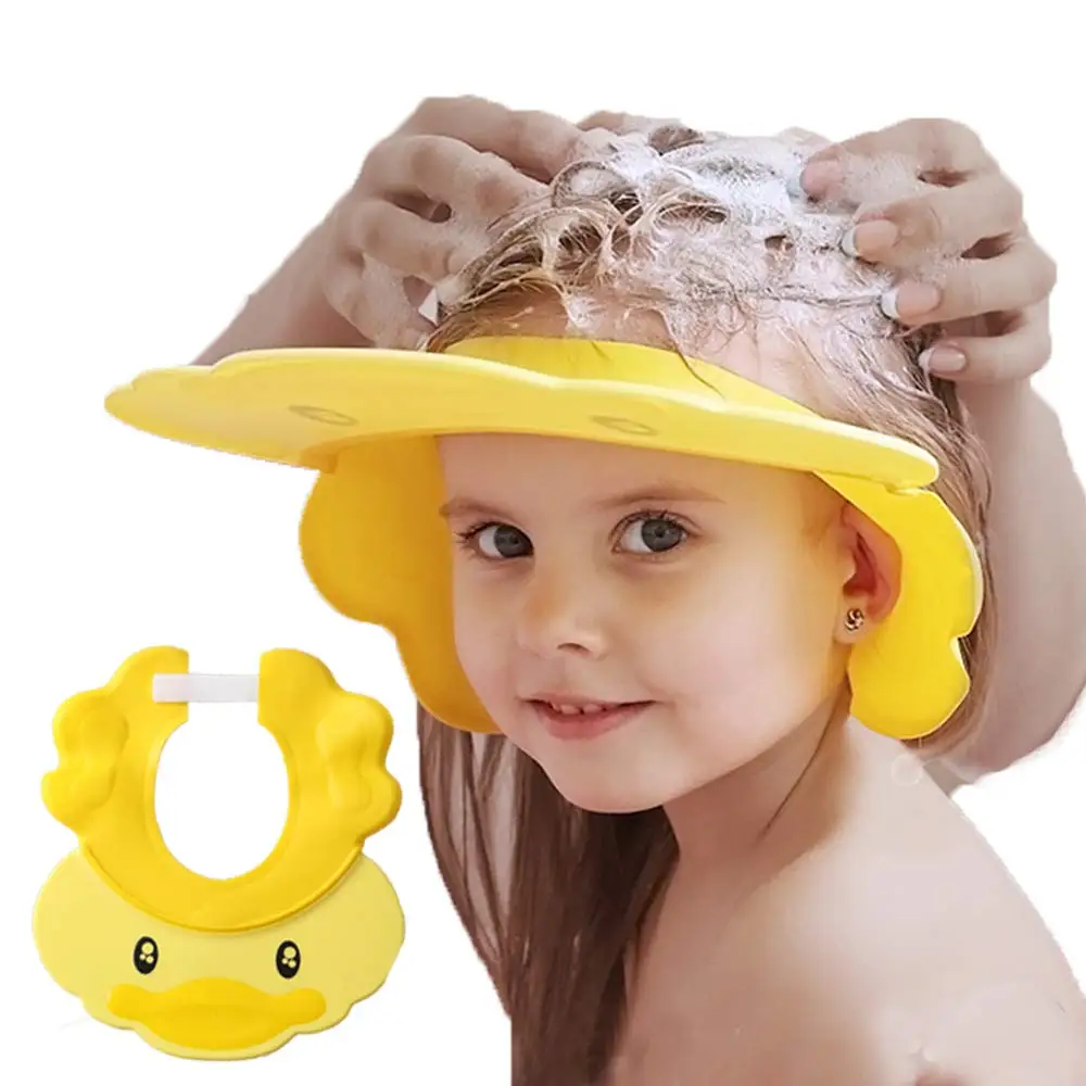 Baby Kids Enfant Casquette Réglable Doux Imperméable Bouclier Shampoing Douche Bain Chapeau UK 