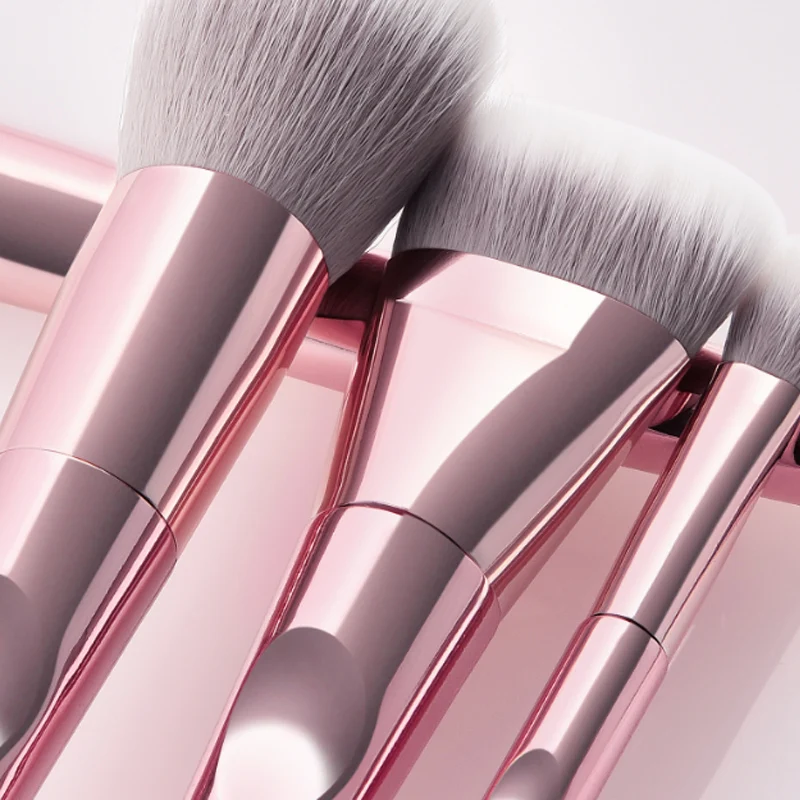 Wholesale Professional 10 Pcs Rose Gold Plastic Handle Blush Make Up