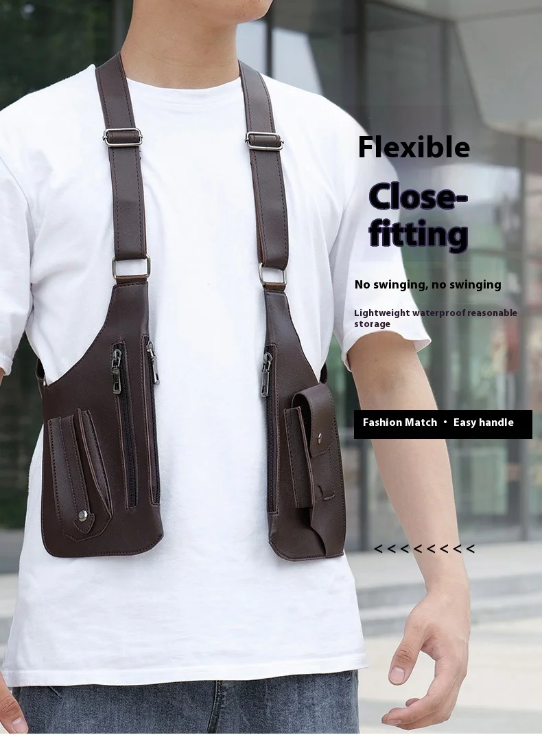 Para Amazon, bolso de hombro de moda de PU para hombre y mujer, Correa Retro, bolso para axilas, cremallera, bolso multifuncional para teléfono móvil
