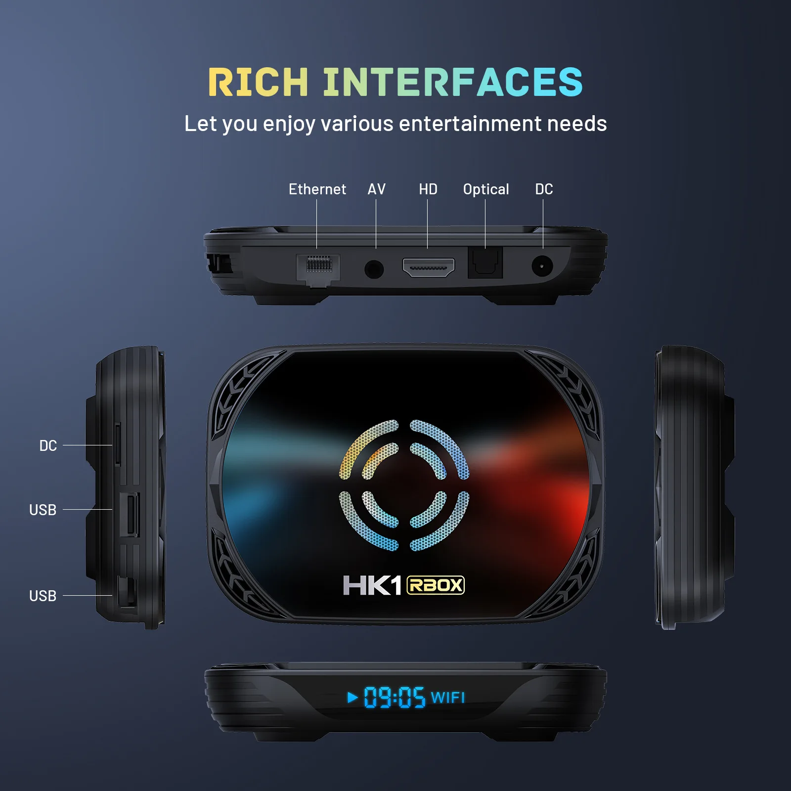 HK1 X50 Android 14 Gigabit WiFi6 4K HD TVBOX 64 Bit S905A/X5M 2GB RAM/16GB ROM Dual WiFi Network Set Top Box Quad Core Processor