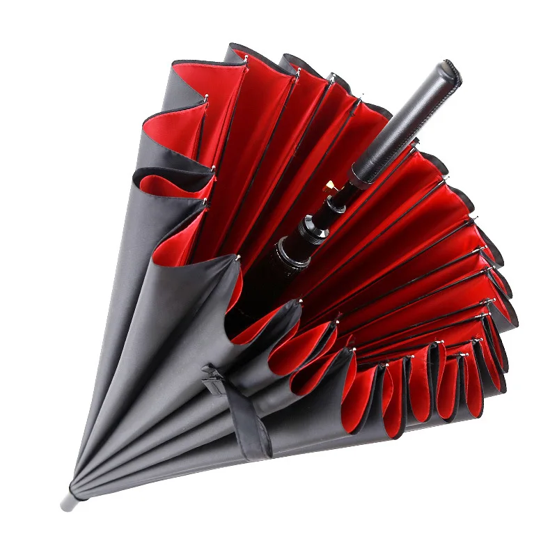 23 "24 Bone Umbrella With Reinforced Double Long Handle And Straight