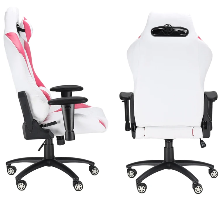 Extreme Gaming Chair Big and Tall Gaming Chair Pink White Racing Office Chair