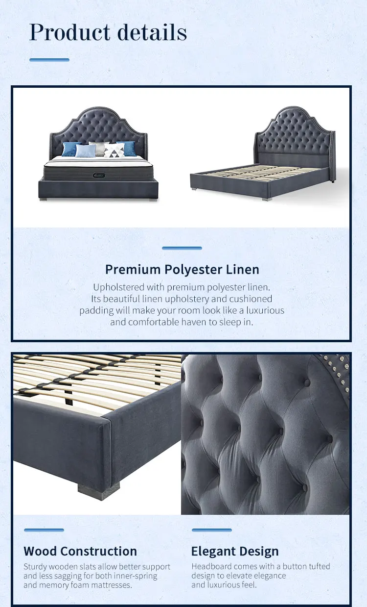 New Royal Luxury King Size Bedroom Modern Beauty Wooden High Beds