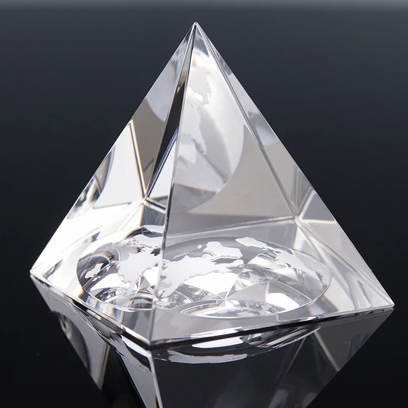 product new laser carved 8cm feng shui style glass paperweight pyramid uv printed cristal award for crystal healing souvenir design-5