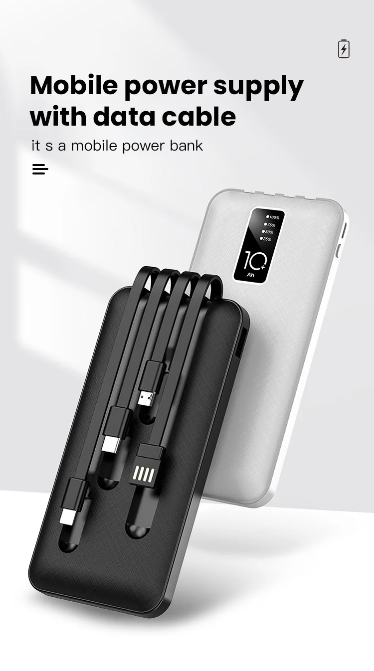 2020 new digital display power bank fast charge 20000mah power bank with built-in cables - ANKUX.COM