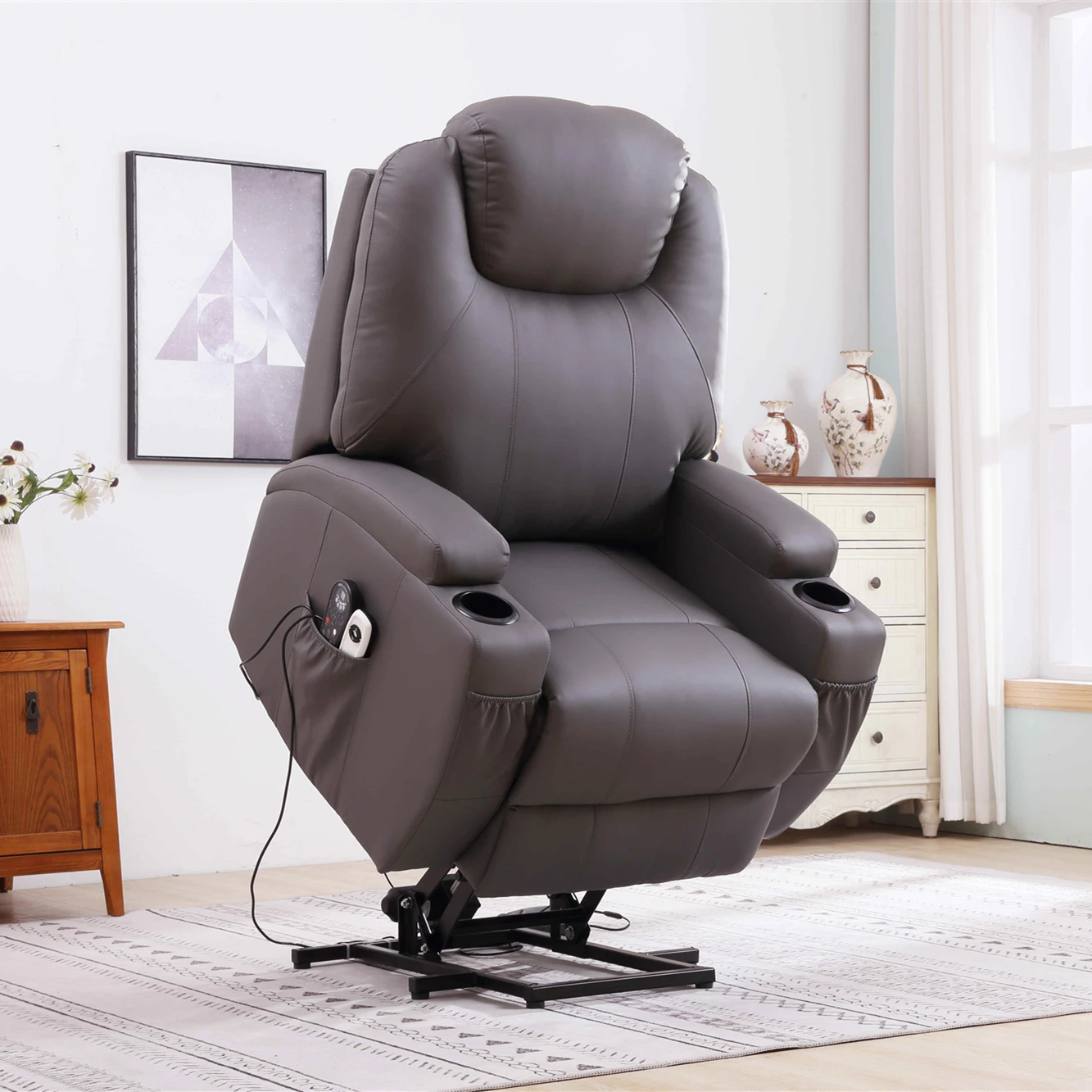 Jky Furniture Electric Recliner Chair Microfiber Cover With ...