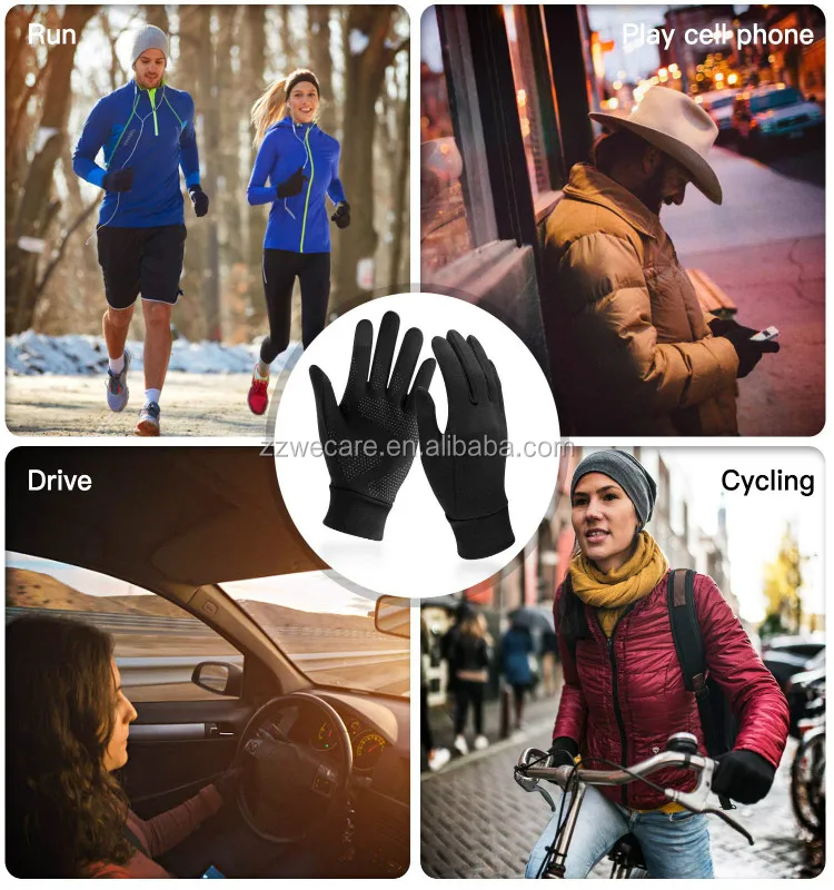 Black Winter Thermal Outdoor Daily Anti Slip Touch Screen Sport Fishing Bicycle Camping Gloves