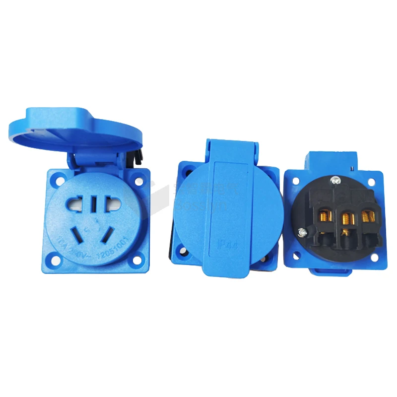 US AU Universal Waterproof Industrial Socket 10A 250V AC Power Connector Plug Electrical Socket Withcover IP44