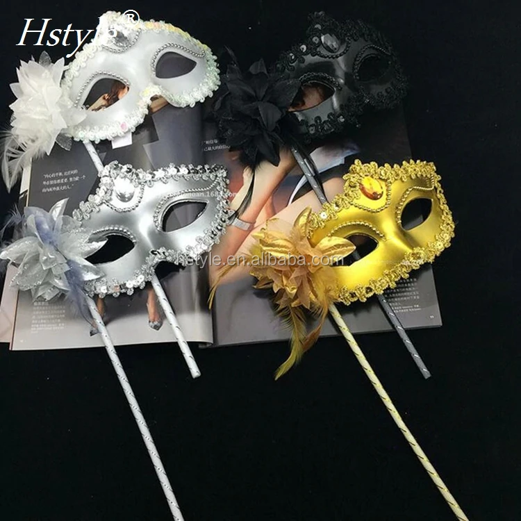 Handle Mask With Stick Carnival Masquerade Different Design Mja210