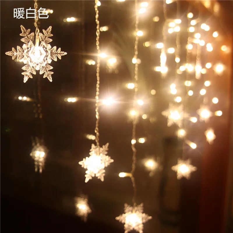 Hot selling 3.5M 96 lights christmas led snowflake icicle lighting string light for house Christmas decoration