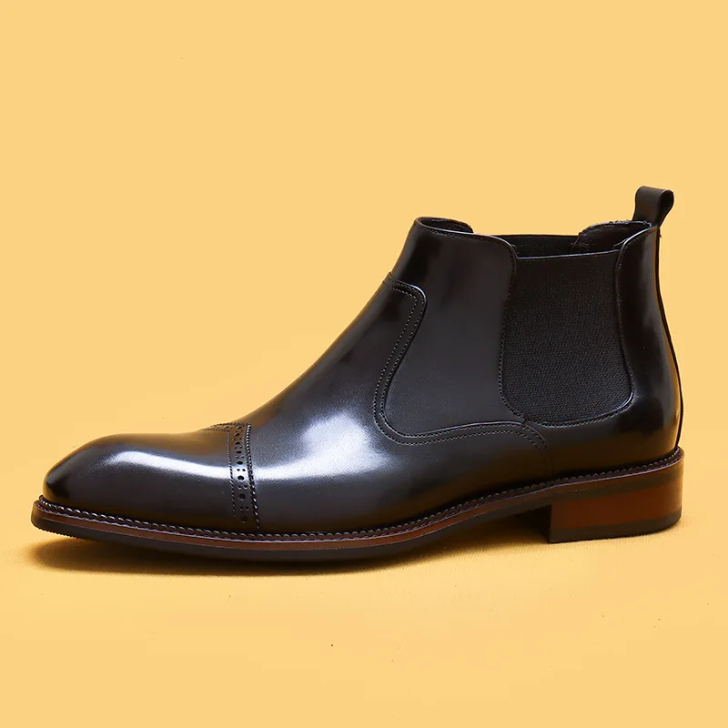 2 Pairs High Quality Wholesale Fashion Business Men Genuine Leather Chelsea