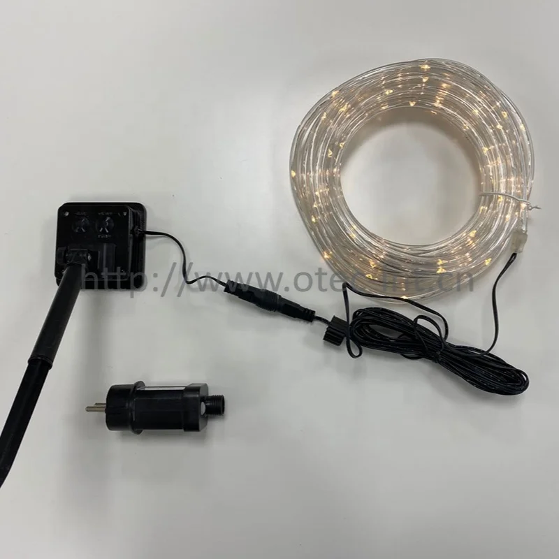 deocrative waterproof transparent flexible PVC tube 100 LED strip rope light with transformer and solar use