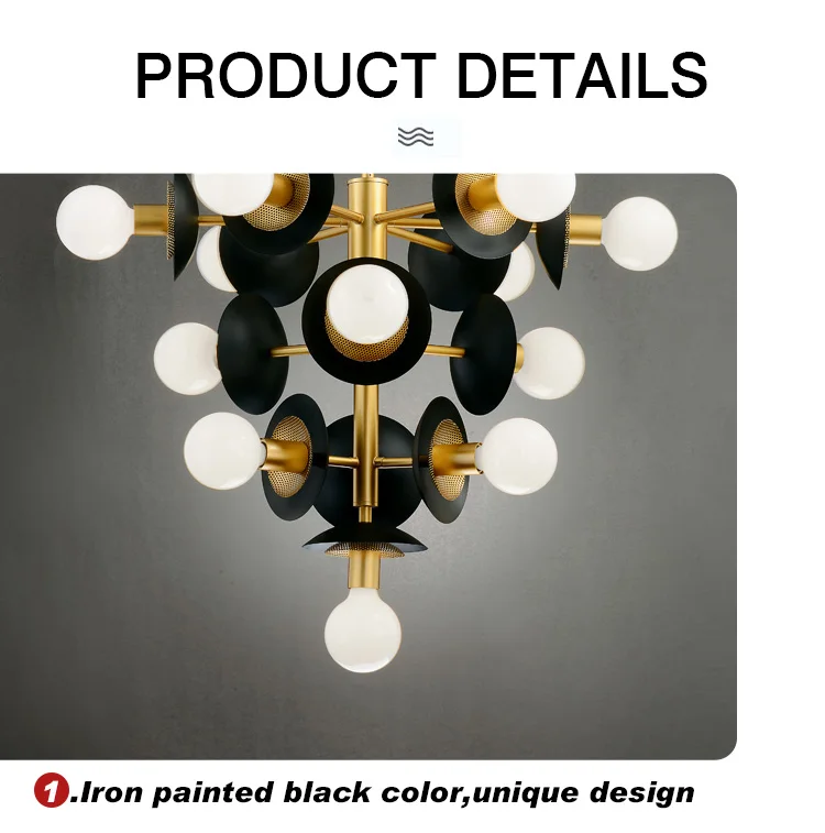 Nordic Iron Creative Personality Simple Seven Head Matte Black Surface Chandelier