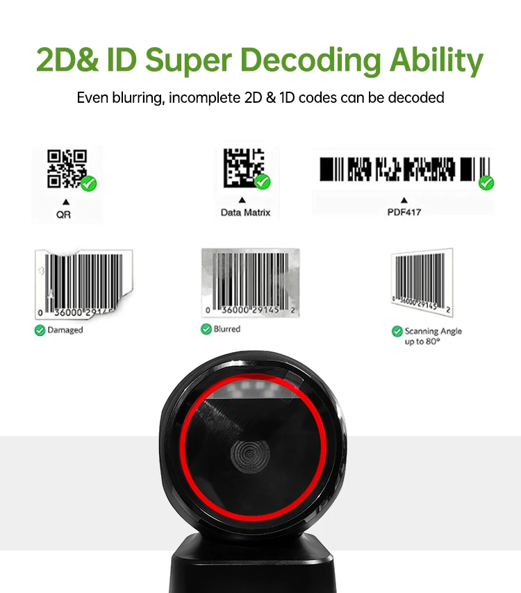 Supermarket Omnidirectional Desktop Wired 2d Barcode Scanner Platform ...
