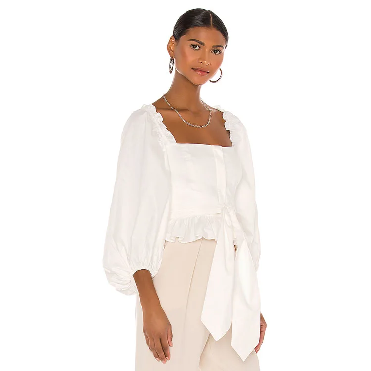 Women's 100% Cotton White Color Casual Blouse - Buy Cotton Blouse,White ...