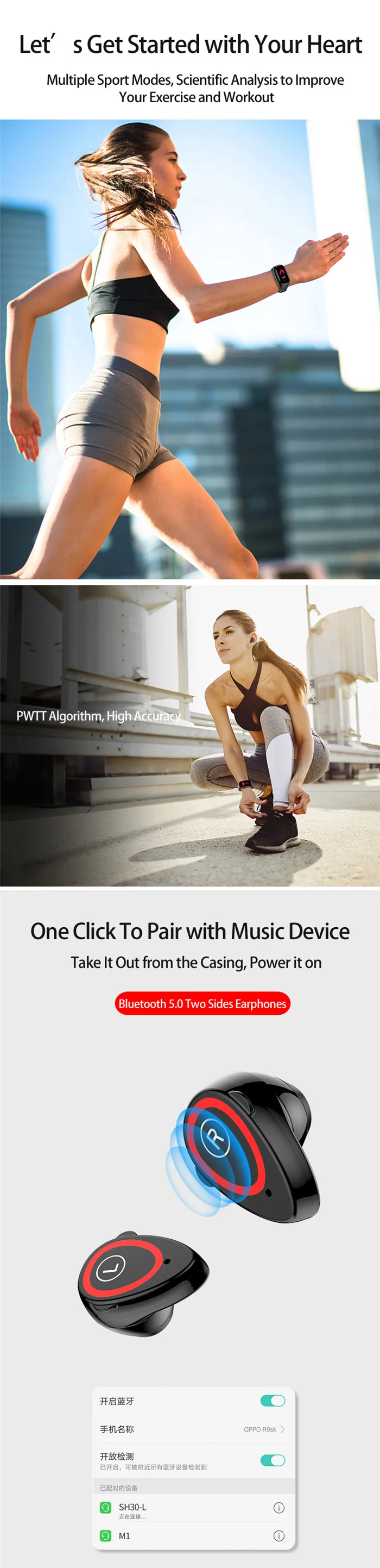Hot selling Smart Watch With Bluetooth Earphone Blood pressure monitoringr Smart Wristband Smart Watch - ANKUX.COM