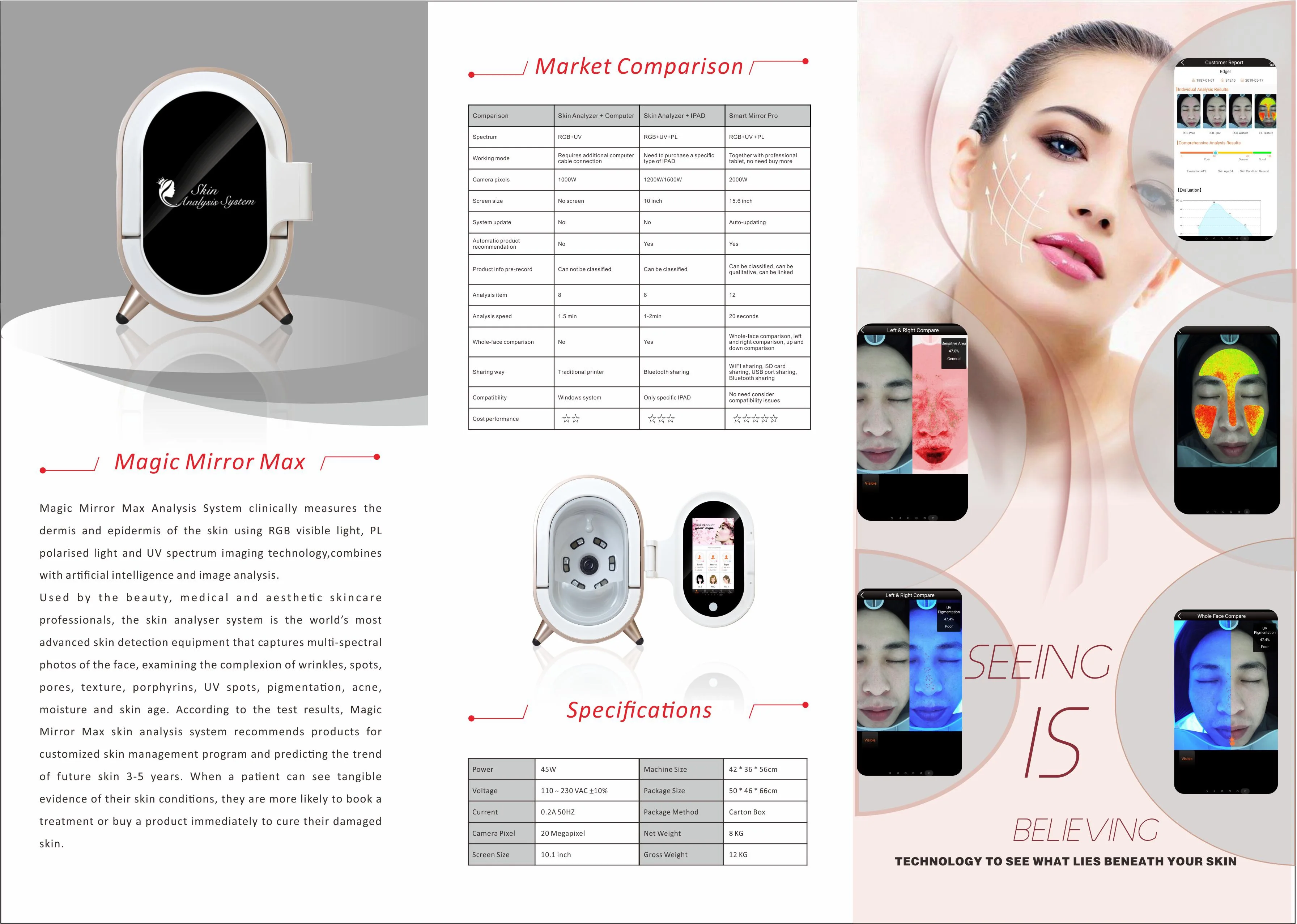 smart mirror skin analyzer&nbsp;&nbsp;Facial Magic mirror Machine M9 For Sale&nbsp;&nbsp;beauty Skin Testing Analysis Machine