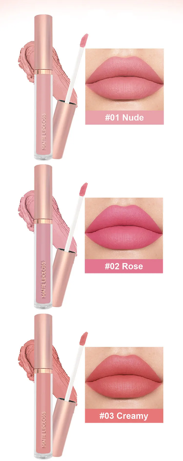 3 Pack Matte Lip Gloss Lip Glaze Set
