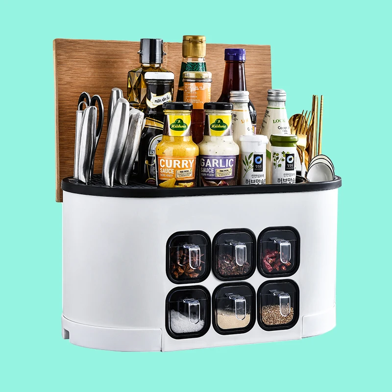 
Multifunctional Kitchen Seasoning Box Rack Spice Kitchen Plastic Storage Rack Shelf Chopsticks Holder Rack 