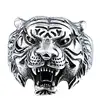 Men's 316L Stainless Steel Ring Band Vintage Gothic Tribal Biker Tiger Head Rings Animal Design Silver/Black/Glod/White Size 7-1