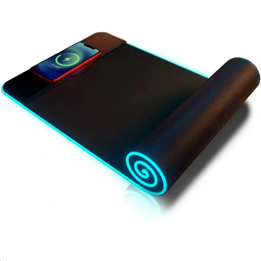 ZAGG Charge Pro desk mat with minimalist black surface and discreet charging zone marker
