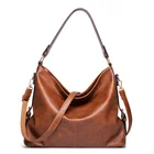 Ready To Ship Amazon Women Brown Faux Leather Large Crossbody Handbags