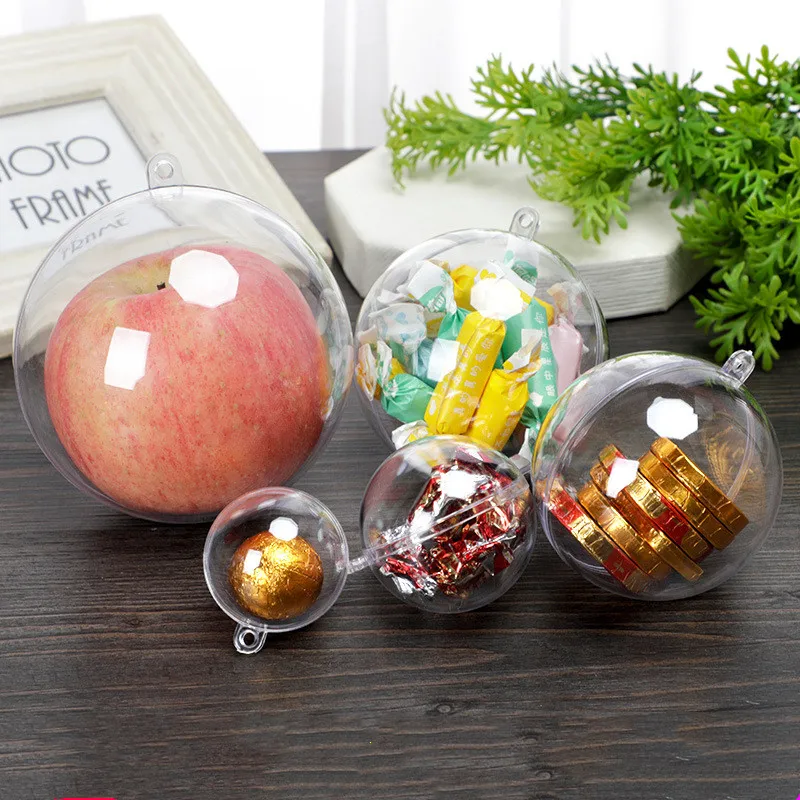 Openable Christmas Clear Plastic Ball Diy Clear Fillable Plastic Craft