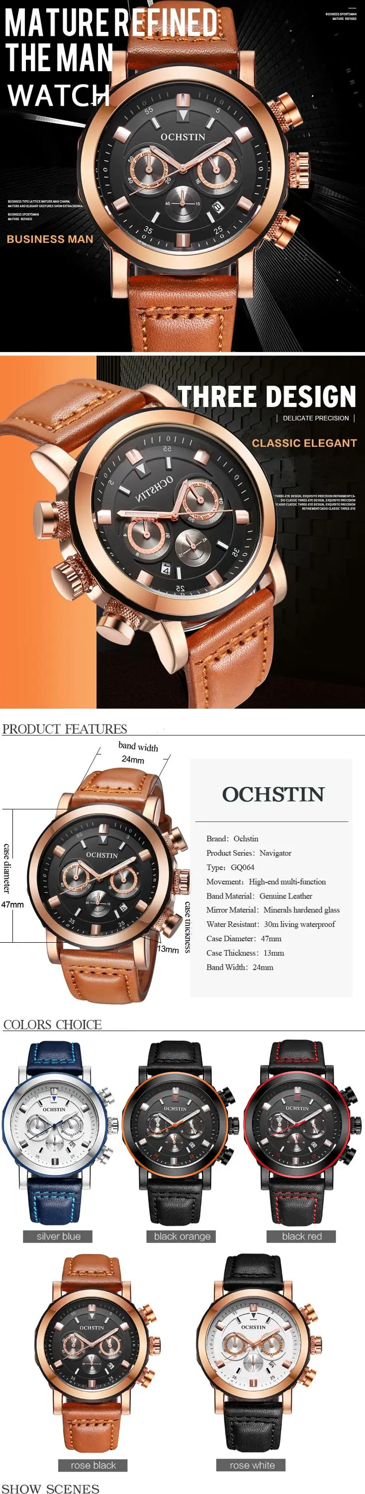 OCHSTIN 2019 Men Sports Quartz Watches Top Brand Luxury Male Timed Movement Waterproof Wristwatch Chronograph Relogio Masculino