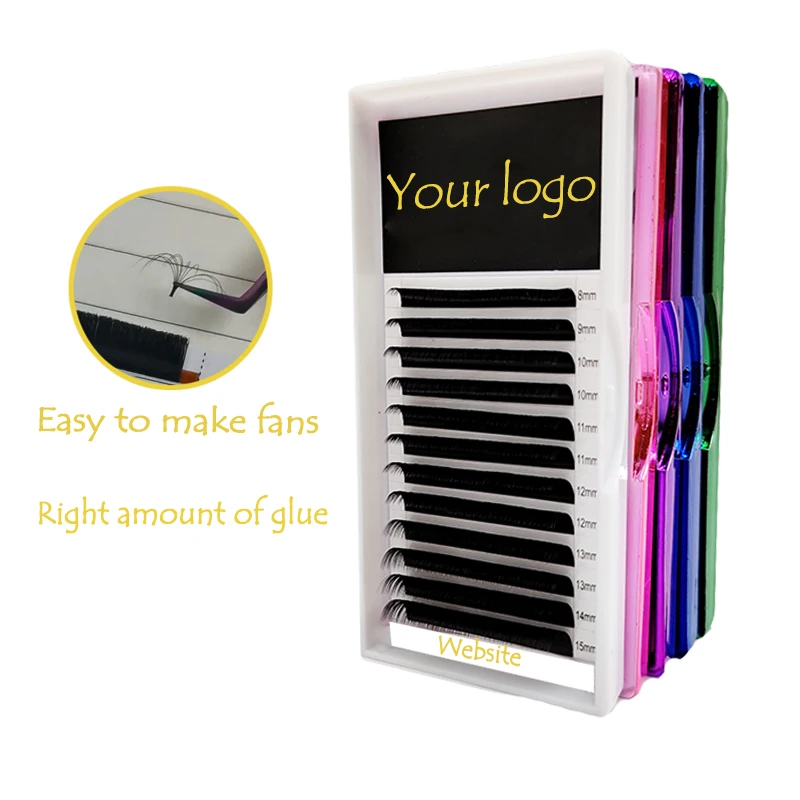 

deep black easy fanning eyelash extensions super soft 8-17mm mega volume lashes, Black, colorful