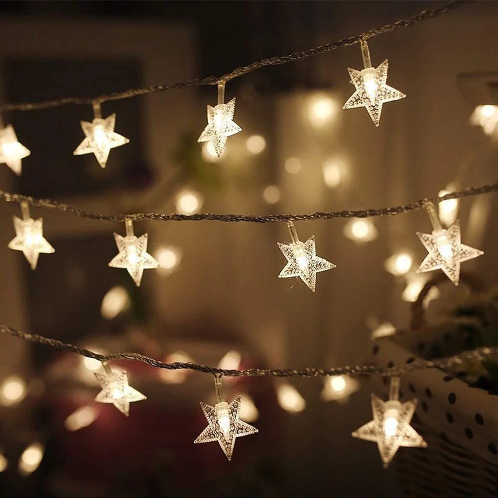 Indoor outdoor lighting 32.8ft 100Led romantic Led curtain string fairy star lights for holiday decorative