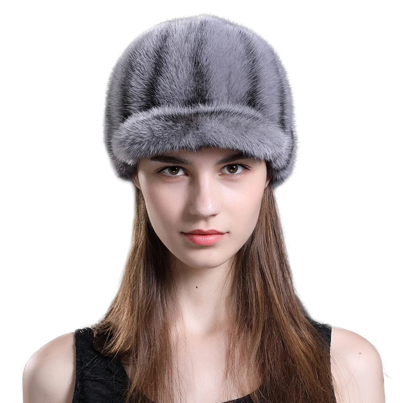 温暖的帽子冬季女人真正的水貂毛皮帽子为妇女定制俄罗斯毛皮冬季帽子