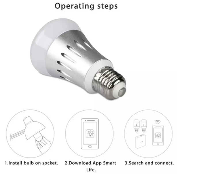 Shenzhen factory Wi-Fi smart led light bulb E27/E26/B22 RGBCW 10W Google Home Alexa Tmall Genie Voice Mobile Phone tuya APP