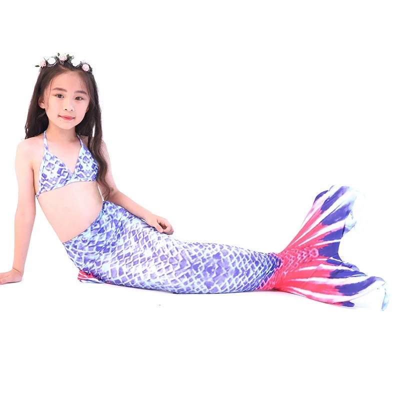 Riekinc Swimsuit Mermaid Tail for Swimming Princess Bikini Set Swimsuit Bathingsuit 3PCS