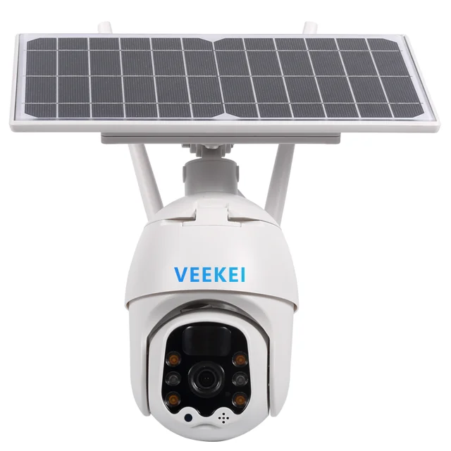 VEEKEI 2MP H.264 Full HD 1080p low light full color night vision wireless 4g solar Camera warm light LED color shooting at night