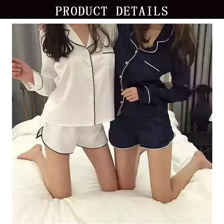 2019 spring and summer cardigan Korea Dongdaemun casual ladies home service silk pajamas set long-sleeved shorts