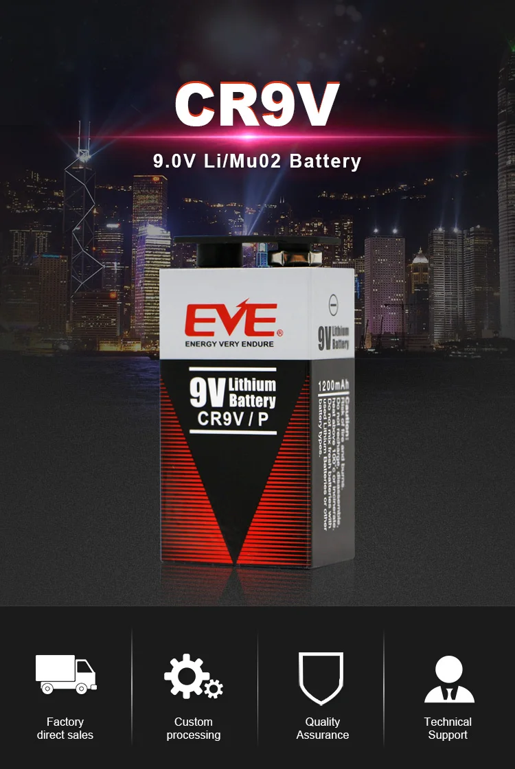 Eve Cr9v Lithium Batteries 9v 1200mah High Capacity Battery Limno2