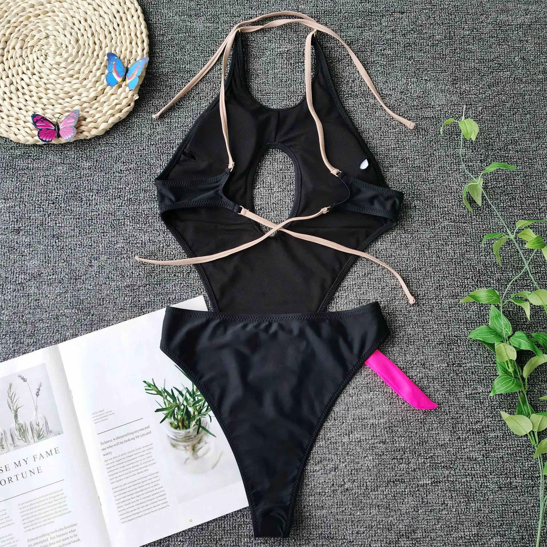 Mujer Sexy Monokini Profunda V Una Pieza Semi Tanga Bikini Vestido De