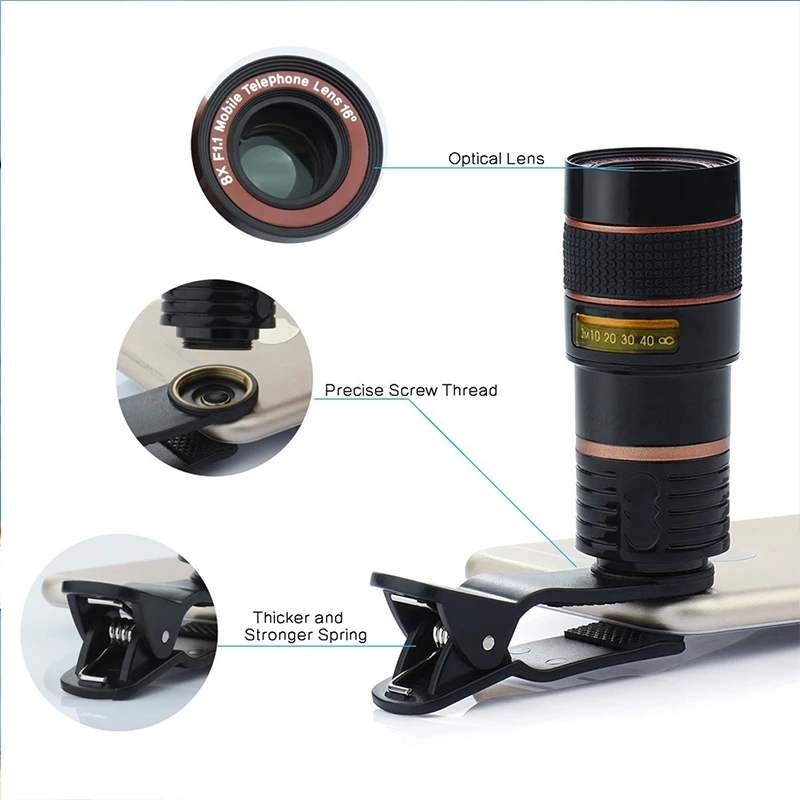 Mobile Phone Camera Lens 2x Optical Zoom Telescope Camera Lens Mobile